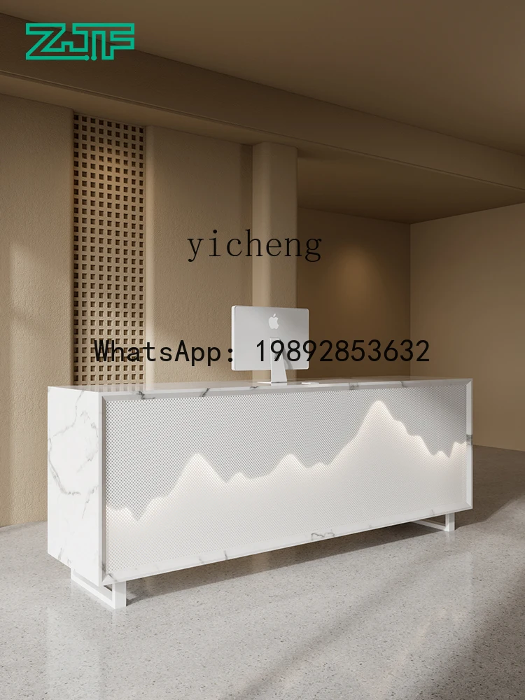 

H3-30 reception desk New Chinese style simple modern service desk Stone luminous checkout page counter
