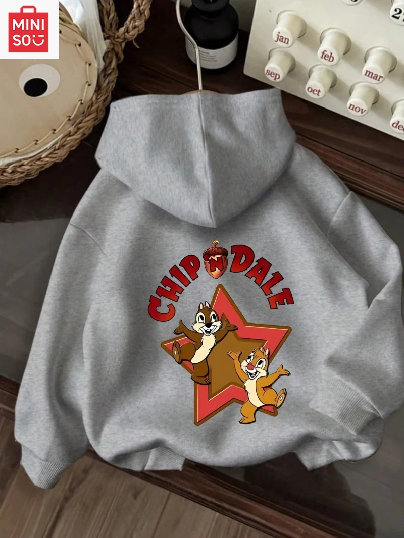 Sudadera con capucha de ardilla Kiki Titi para hombre, ropa de colaboración de mercancías de anime de Disney, abrigo de otoño e invierno