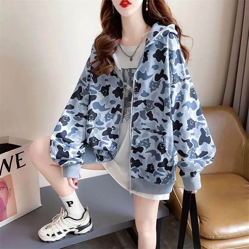 

Женские толстовки на молнии с принтом, кофты, эстетичная верхняя одежда Y2k, японская уличная одежда, модный женский топ с капюшоном в стиле Харадзюку