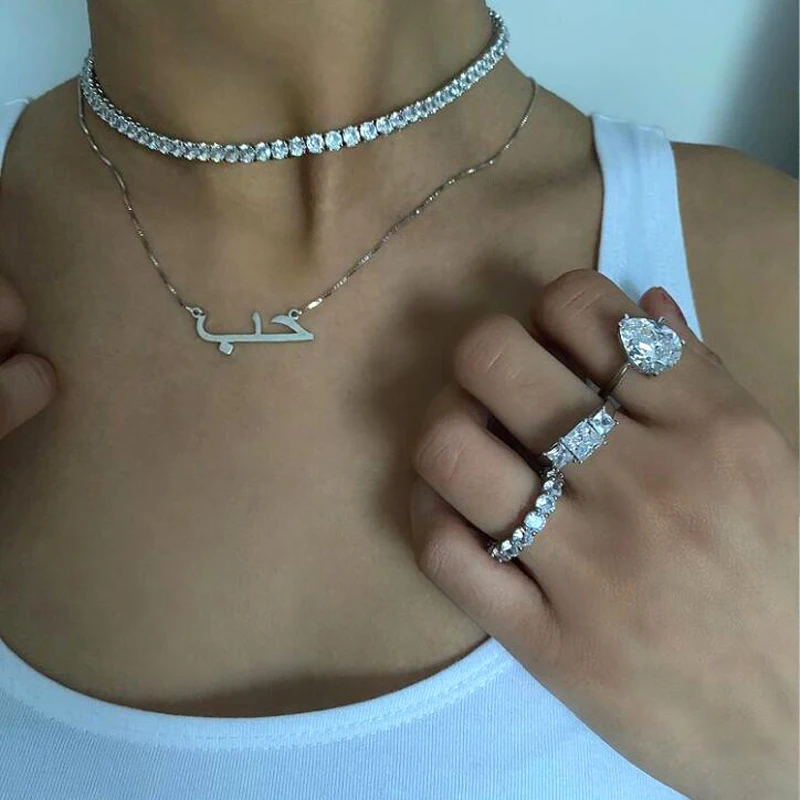 Nuovo 4mm ghiacciato Bling 5A CZ pavimentato HipHop collana girocollo per le donne signora scintillante Cubic Zirconia 1 fila catena da Tennis