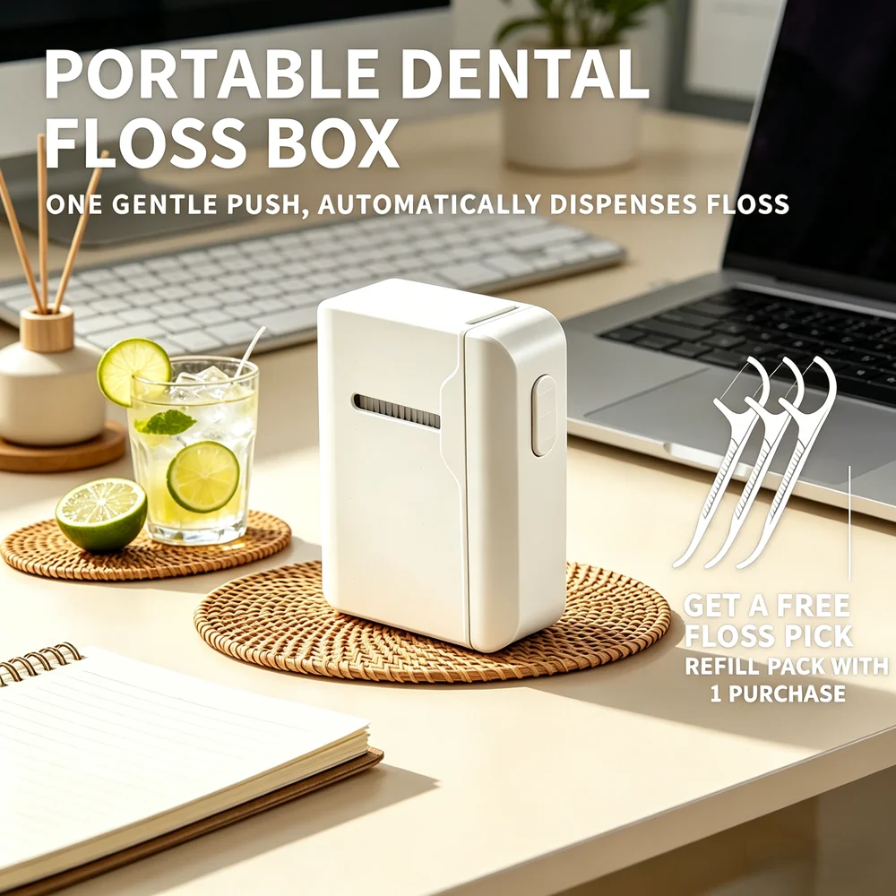 

80 шт. зубных нитей-флоссеров с роскошным автоматическим дозатором, портативный футляр для хранения, для ухода за полостью рта дома и в путешествиях