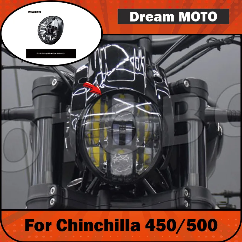 【Premium】For Chinchilla 450/500 modified Harley Breakout headlight assembly with pig’s head-style retro headlights
