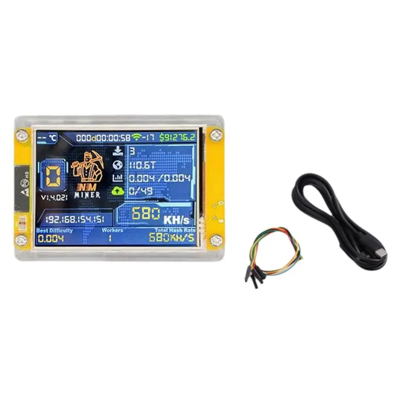 A36T-680KH/S Nerdminer Upgraded Harshrate Bitcoin Crypto Solo Lottery Mining Machine 3.5 Inch Big Display Miner Nmminer Nerdmine