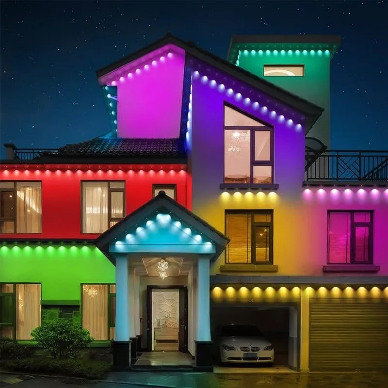 Permanent Smart RGB Outdoor Eaves Lights – Multi-Scene Modes Waterproof for All Holiday Decorations