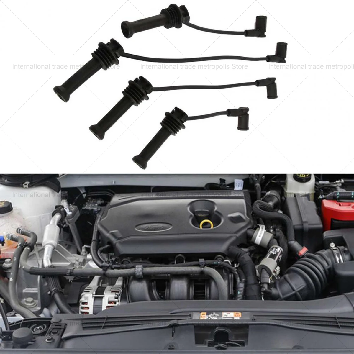 4 Pcs Ignition Plug Wire HT Lead Coil Set For Ford For Focus 1.6 TI 1.6 1.4 1.6 16V 1.4 PROSPARK For Spark Plug OES530