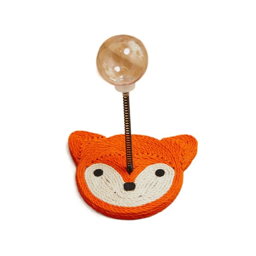 

Cartoon Cat Treat Ball with Scratcher Sisal Base Clear Ball Cat Treat Dispenser Toy Spring Stand Non-slip