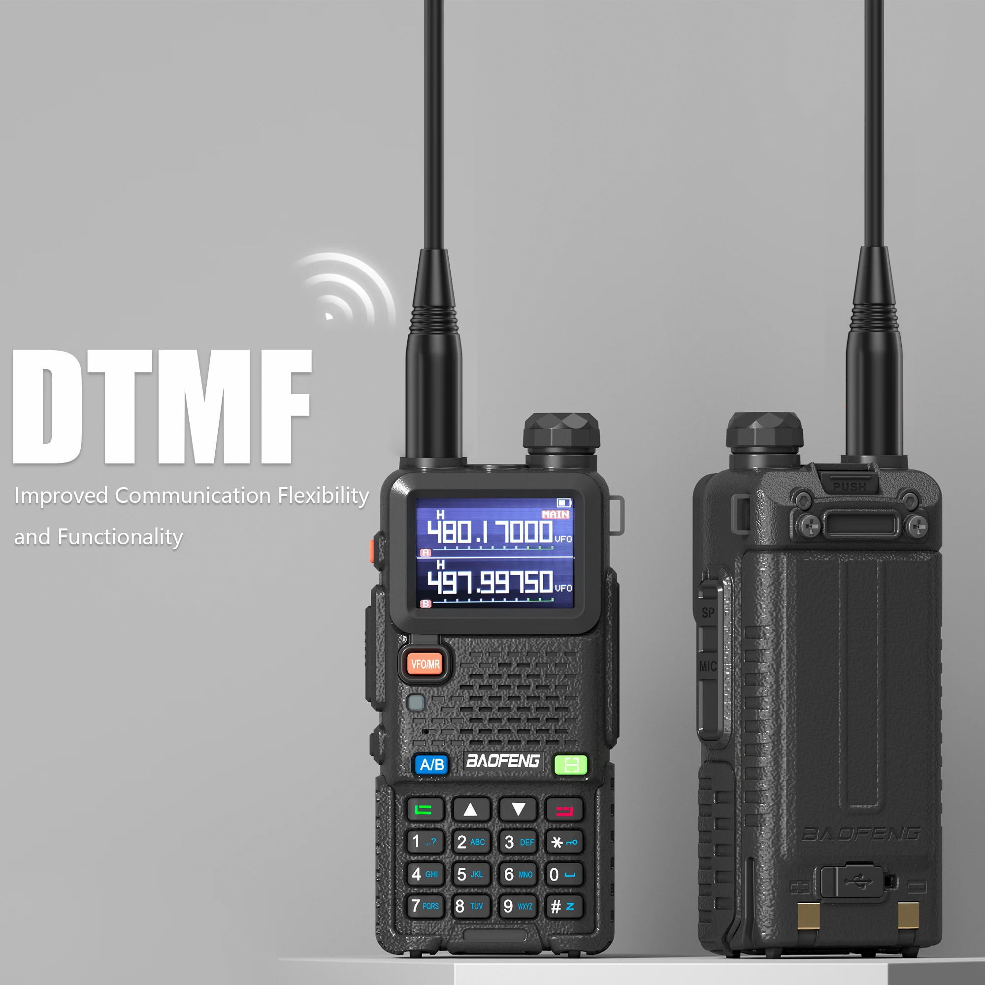 BAOFENG UV-5RM Walkie Talkie Multi-Bands 10W NOAA AM FM 999Channel High Capacity Battery DTMF Type-C Charging Long Range Radio
