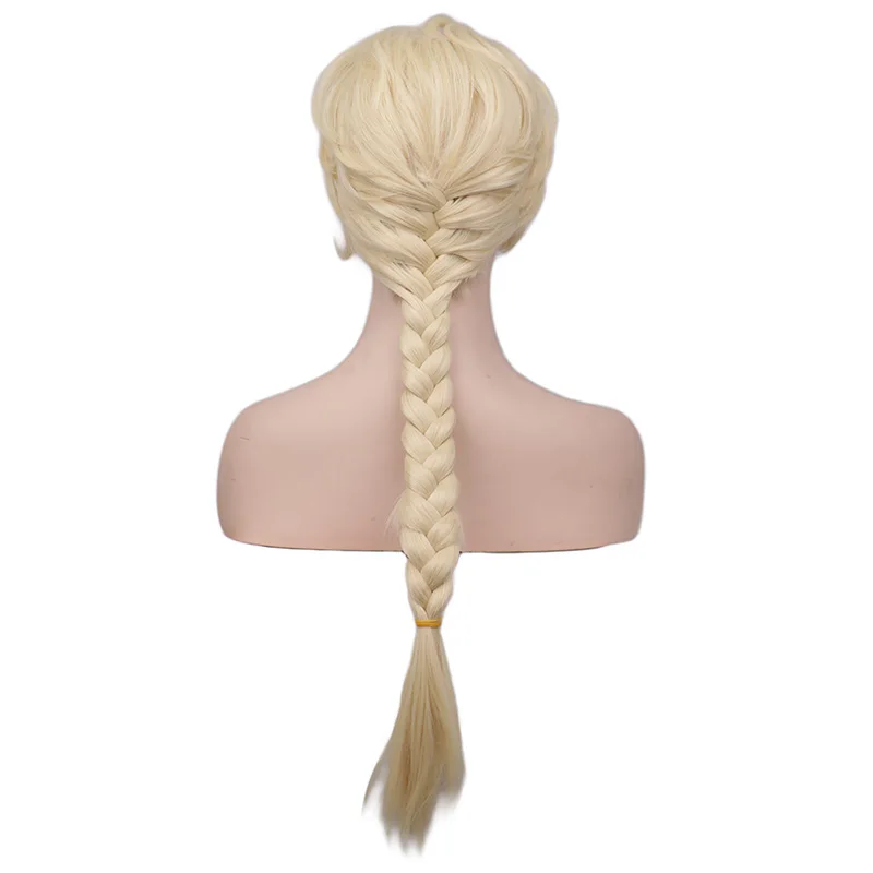 Women Grils Halloween Party Cosplay Anime Elsa Cosplay Wigs Long Braid Elsa Princess Blonde Wig Synthetic Wig
