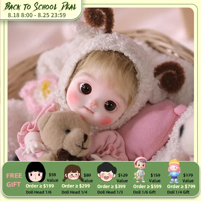 

Bubble Doll BJD 1/8 WIth Mey Body Cute Round face baby Doll Fullset Children Toys for Girls Gift