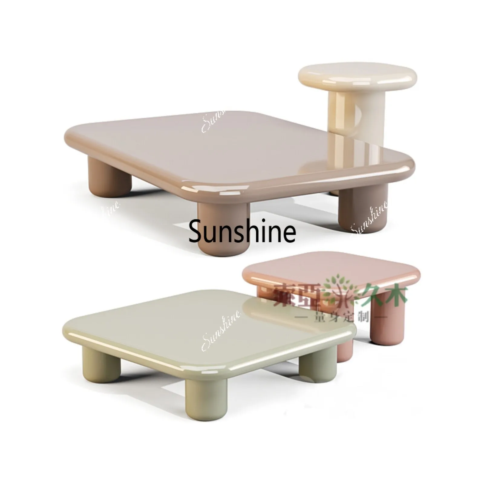 Nordic square coffee table living room modern simple light luxury edge table