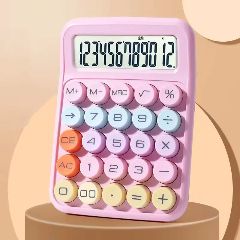 

1pc Keyboard Calculator Office 12-digit Mechanical Calculator Cute Candy Color Calculator Desktop Stationery