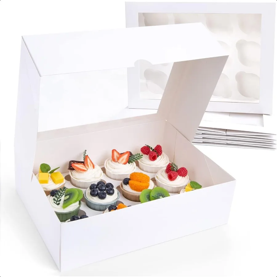 

VGOODALL 12 Count Cupcake Boxes 6PCS Cupcake Container with Window Boxes Holding 72 Pastry Box for Birthday Holiday Party Baker