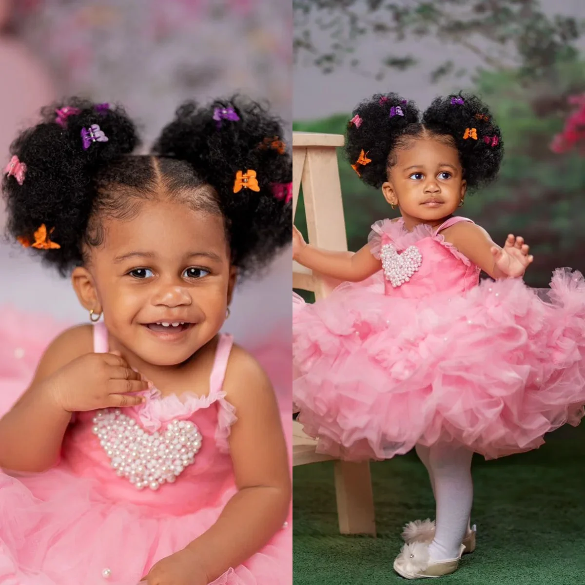 Splendido ed elegante vestito da bambina con paillettes, manica a mosca, vestito da spettacolo di bellezza, fiocco grande, costume da festa di compleanno di un anno