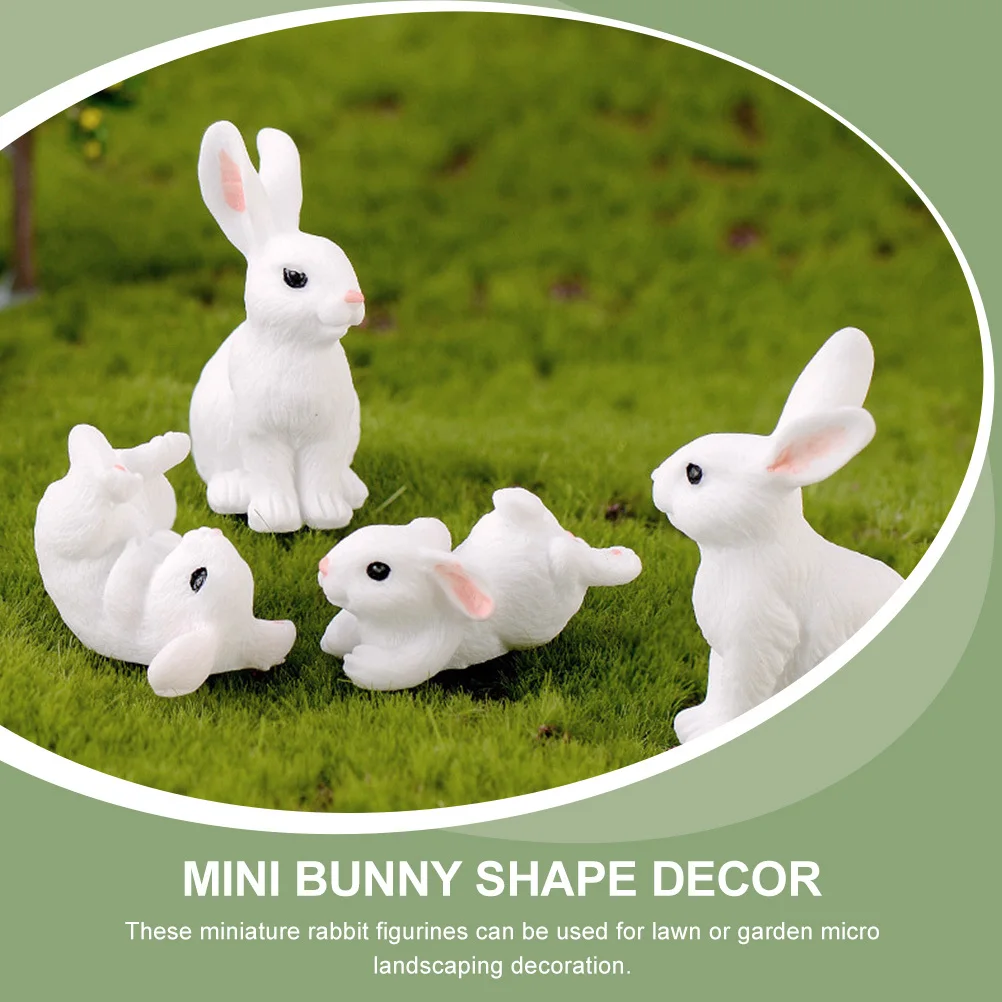 

12Pcs Miniature Resin Rabbit Decor Garden Tiny Statues for Home Office Desk Micro Landscape Ornament Set Miniature Rabbit Decor