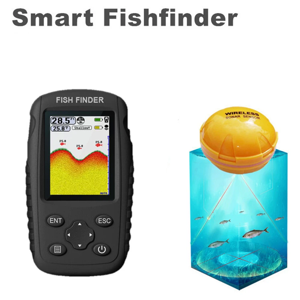 

Portable Rechargeable Handheld Fish Finder Wireless Sonar Sensor Depth Locator for Underwater Fishing Fishing Echo Sounder