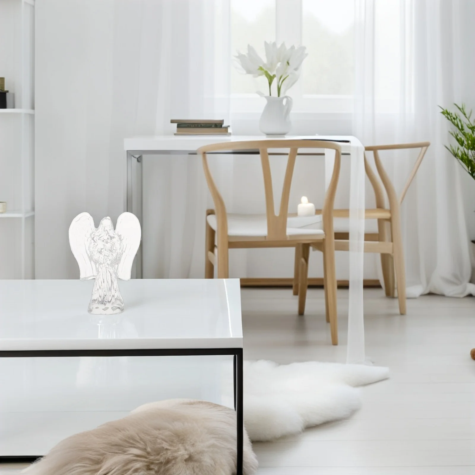 

Crystal Angel Ornament Guardian Sculpture Clear Home Decor Mother's Day Gift Religious Symbol Peace Protection