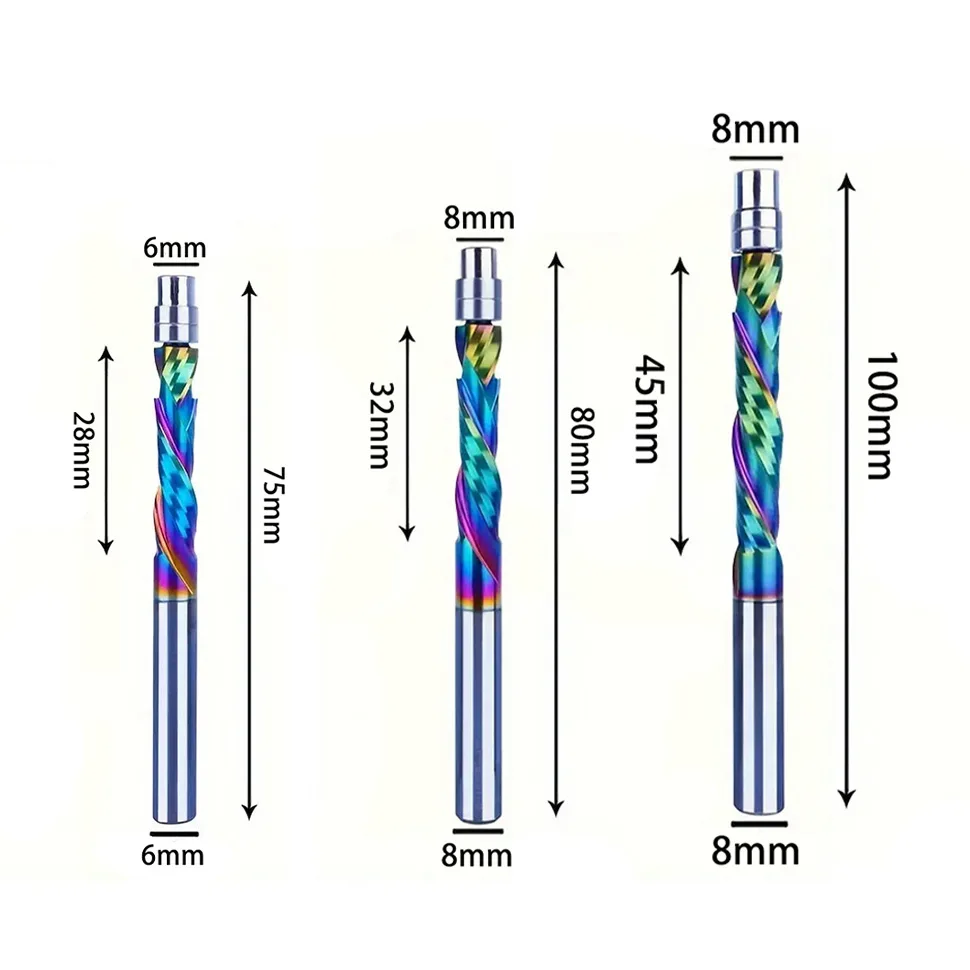 Colorful Integral Alloy Trimming Milling Bit Composite Blade Hard Alloy Cutter Head Wood Carving Router Accessories