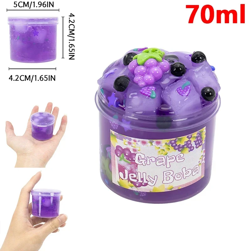O2- 70/300ml Large Capacity Crunchy Slime Kit Premade Crystal Slime Set Super Soft and Non-Sticky Jelly Cube Slime Party Favor
