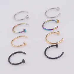 1Pair 316L Stainless Steel Fake Nose Ring for Women, C Shape Clip Lip Ring Cartilage Tragus Helix Ear Piercing Jewelry 6/8/10mm