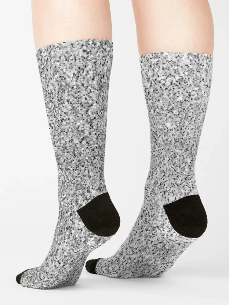 Silver faux glitter sparkles Socks funny sock soccer anti-slip Men's Socks Luxury Women's