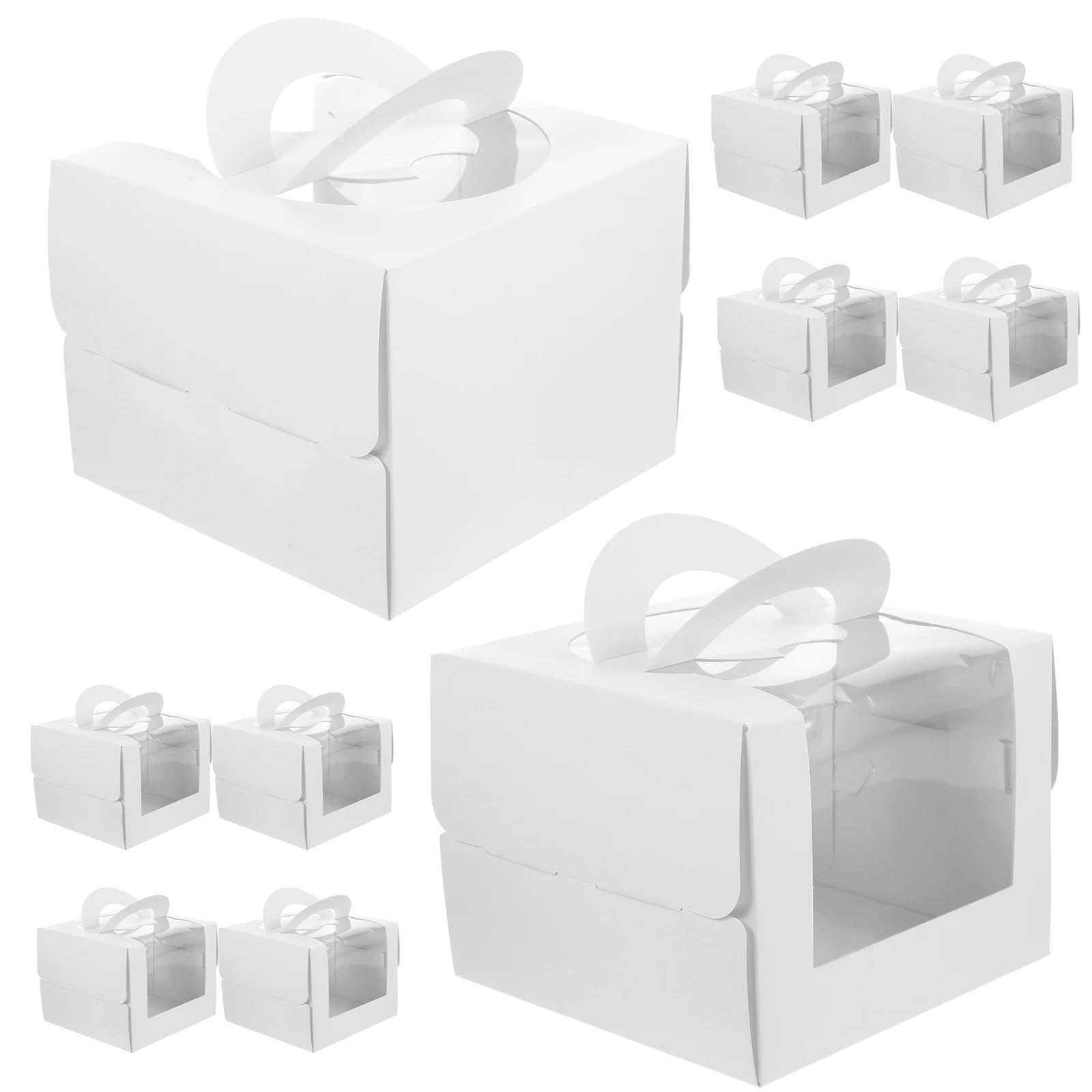 

10 Pcs Cake Box Clear Boxes Packing Container Portable Carrier Dessert Packaging Cardboard Cupcake Pastry with Window Small