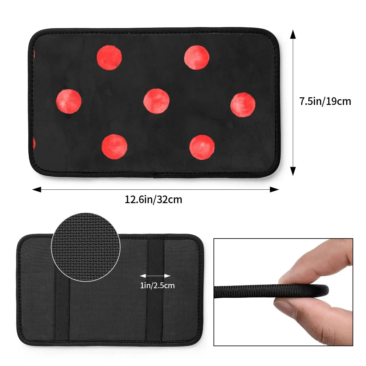 Leather Car Armrest Cover Mat Polka Dot Center Console Cover Pad Storage Box Cover Auto Styling Interior Accessories