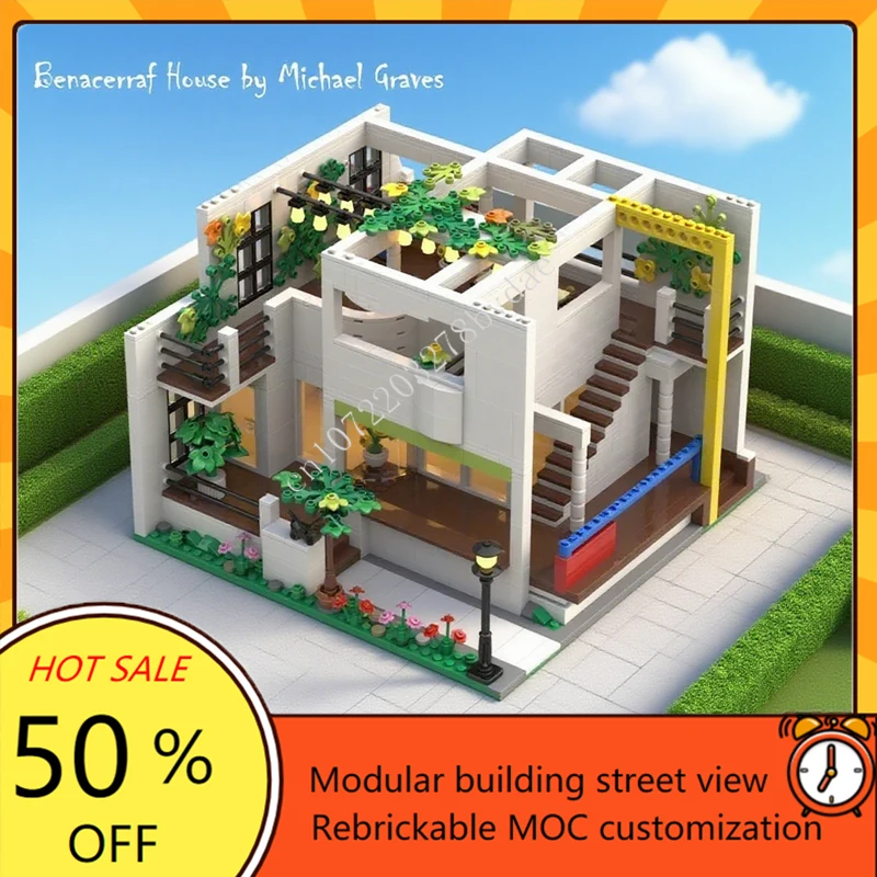 

1260 шт. Benacerraf House of Micheal Graves MOC StreetView, модель на заказ, головоломки, образовательная сборка, игрушка на день рождения, Рождественский подарок
