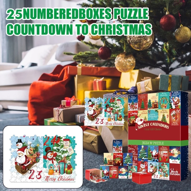 Christmas Countdown Calendar Holiday Gifts Puzzle Explore the Festivities with Puzzle Boxes, Great for Family Bonding