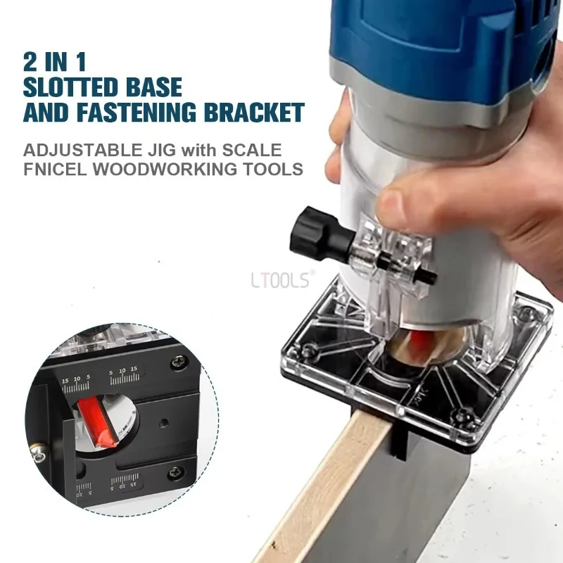 Invisible 2 in 1 Slotted Bracket Woodworking Connecting Parts Slotting Machine for 65mm Trimming Machine Wood Palm Router Tool