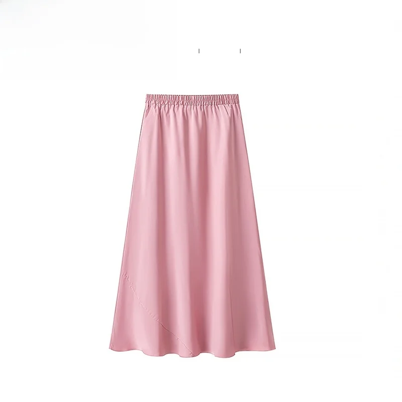 

ZBZA Spring New Faion High Waist Midi Skirt Women's Sle Ele Polyester Fiber A-Line Midi Skirt for Young Women