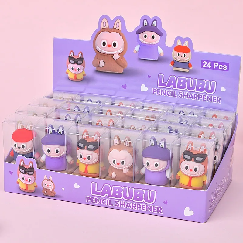 Labubu Pencil Sharpener Cartoon Cute Students Stationery Fashion Children Portable School Supplie Kawaii Girl Child Holiday Gift