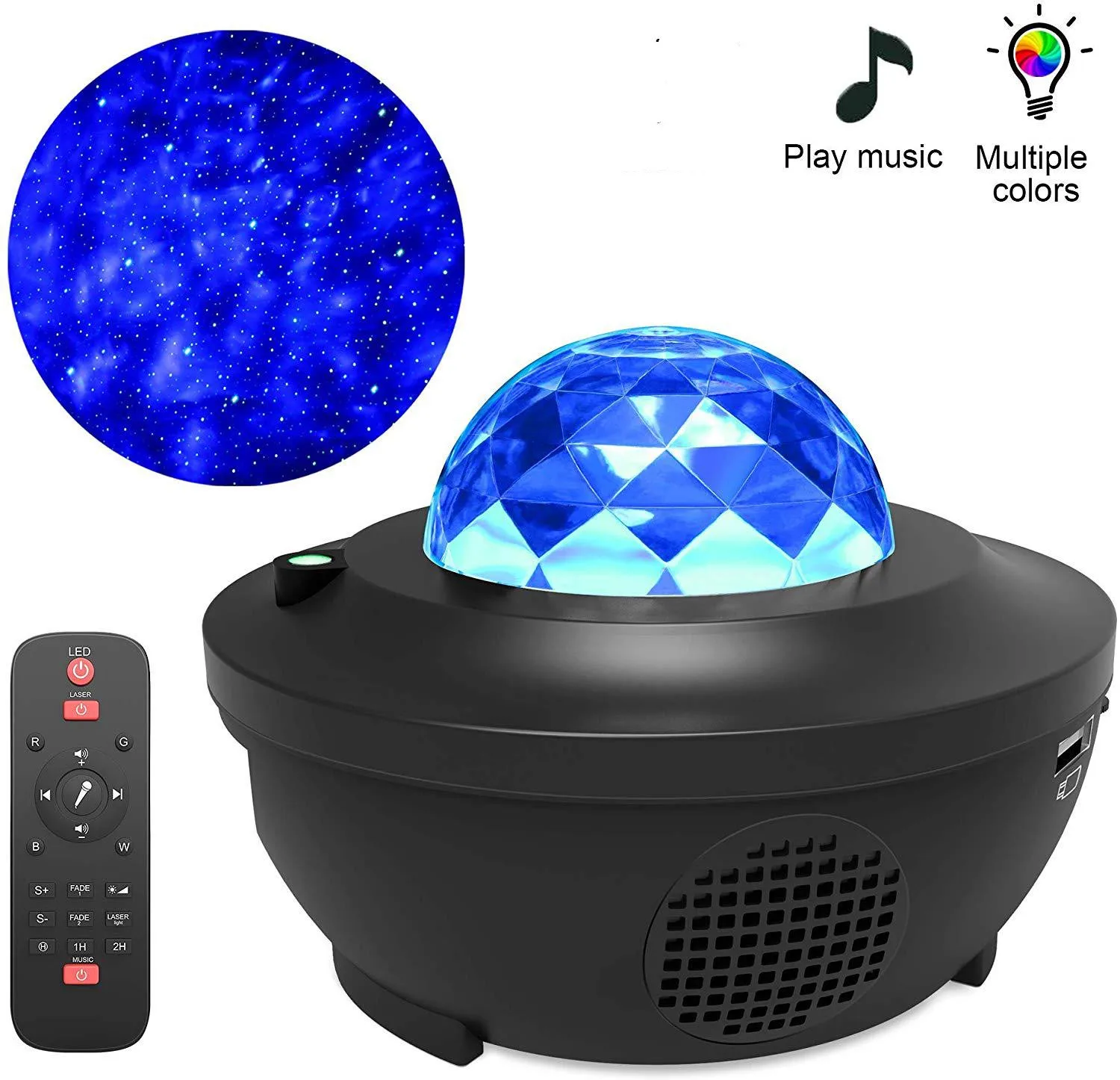 Nuevo proyector LED de galaxia estrellada, luz nocturna, regalo para niños, USB, Bluetooth, reproductor de música, luz nocturna de estrellas, proyector colorido, lámpara de noche