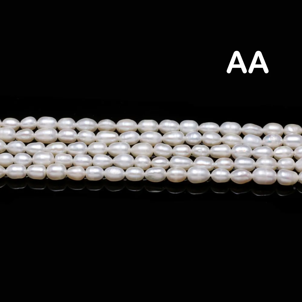 A AA AAA 4-5mm White Rice Shaped Natural Freshwater Pearl Loose Spacer Beads for Jewelry Making DIY Necklace Bracelet Accessory