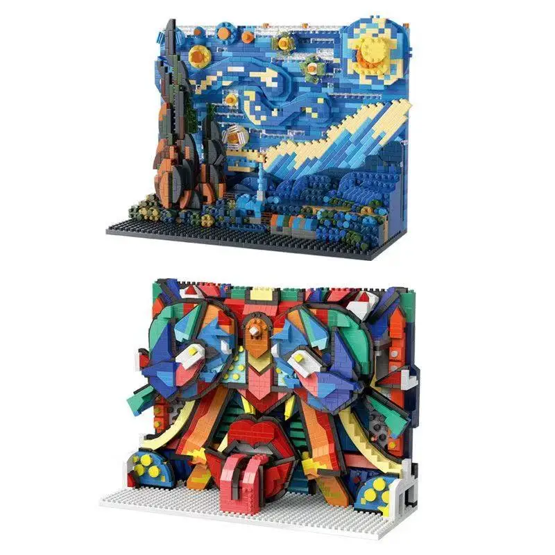 

3D Oil Painting Famous Art DIY Photo Building Block Art Craft Popular Style Assemble Bricks Toys Gift For Adult Kids Home Decor