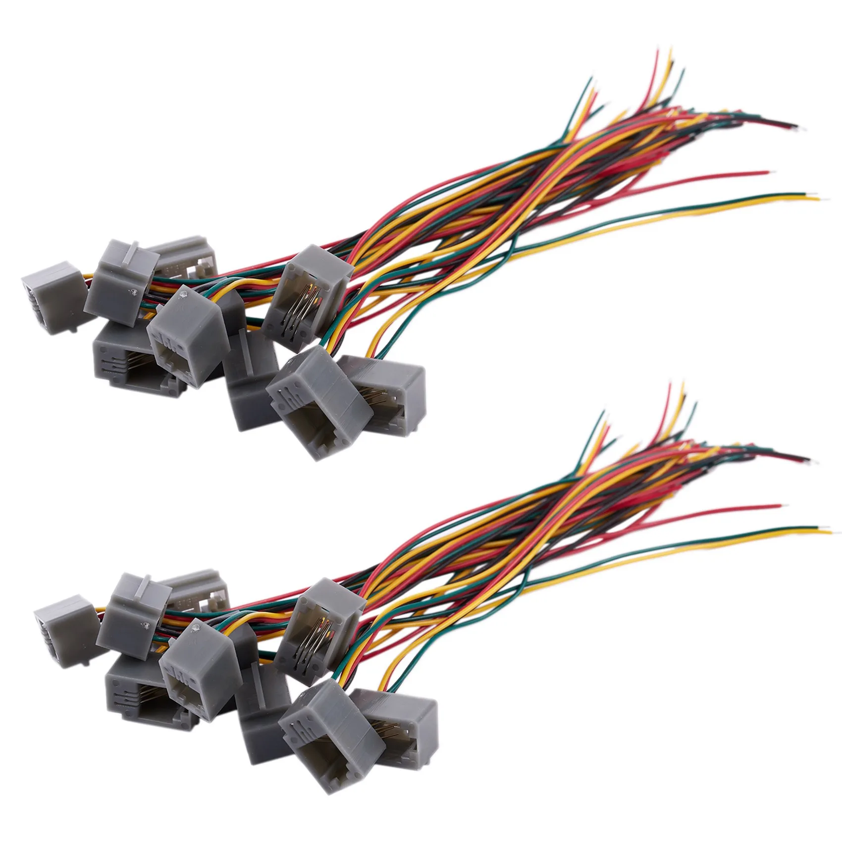 A88E-20 Pcs 616E 4P4C RJ9 Female Telephone Connector Adapter W 4 Wires 8Cm