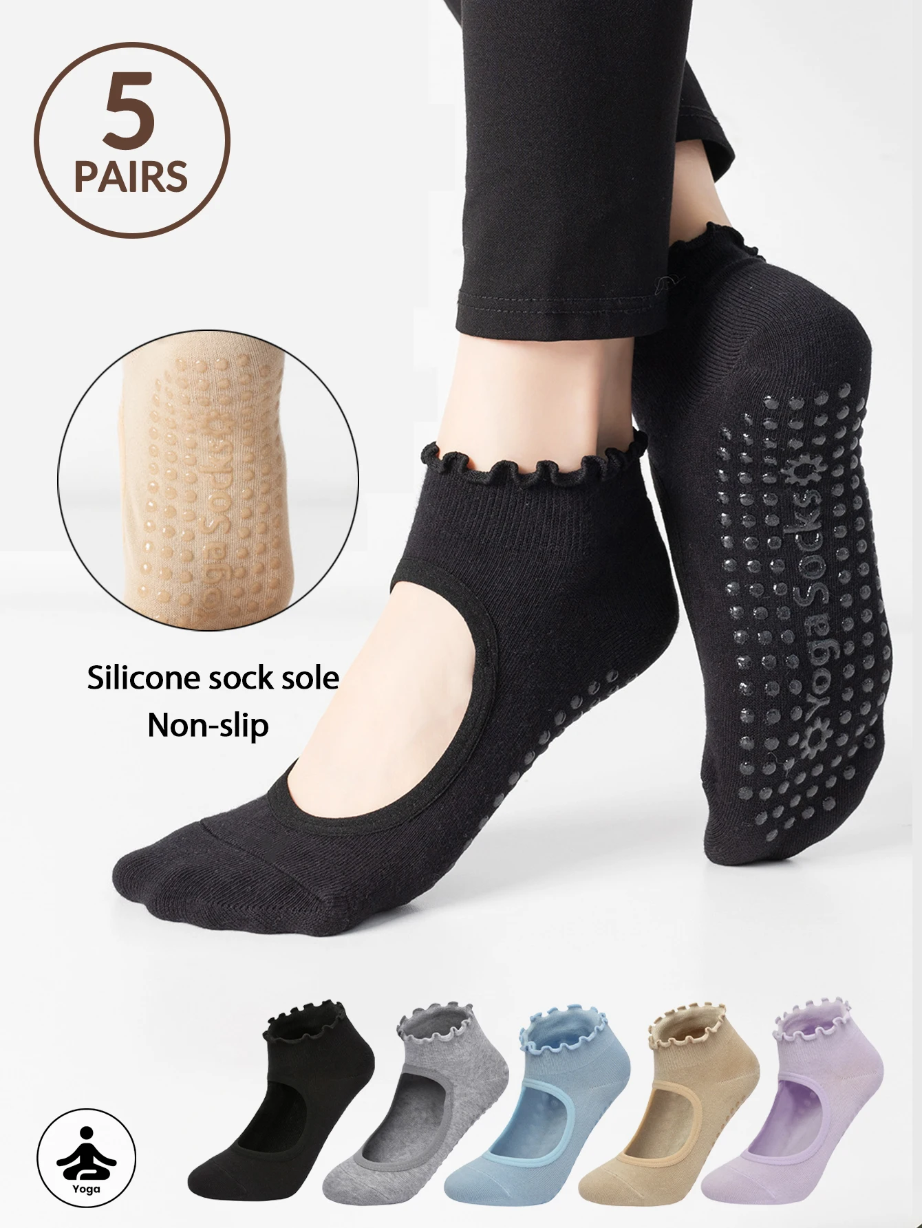 

1/5 пар женских летних простых носков, повседневные спортивные носки с неглубоким носком, дышащие носки для бега в тренажерном зале, йоги, лодки, спортивные носки