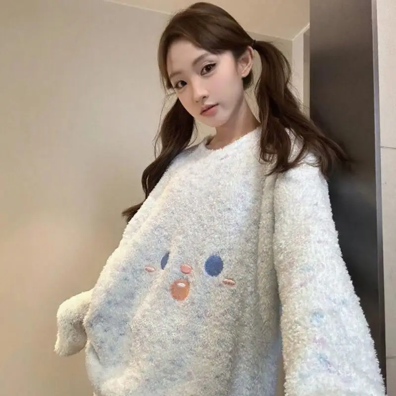 

Зимний пижамный комплект для девочек, женские пижамы, которую можно носить в качестве верхней одежды, сохраняющие тепло, фланелевая домашняя одежда, утепленный коралловый флис, костюм для сна