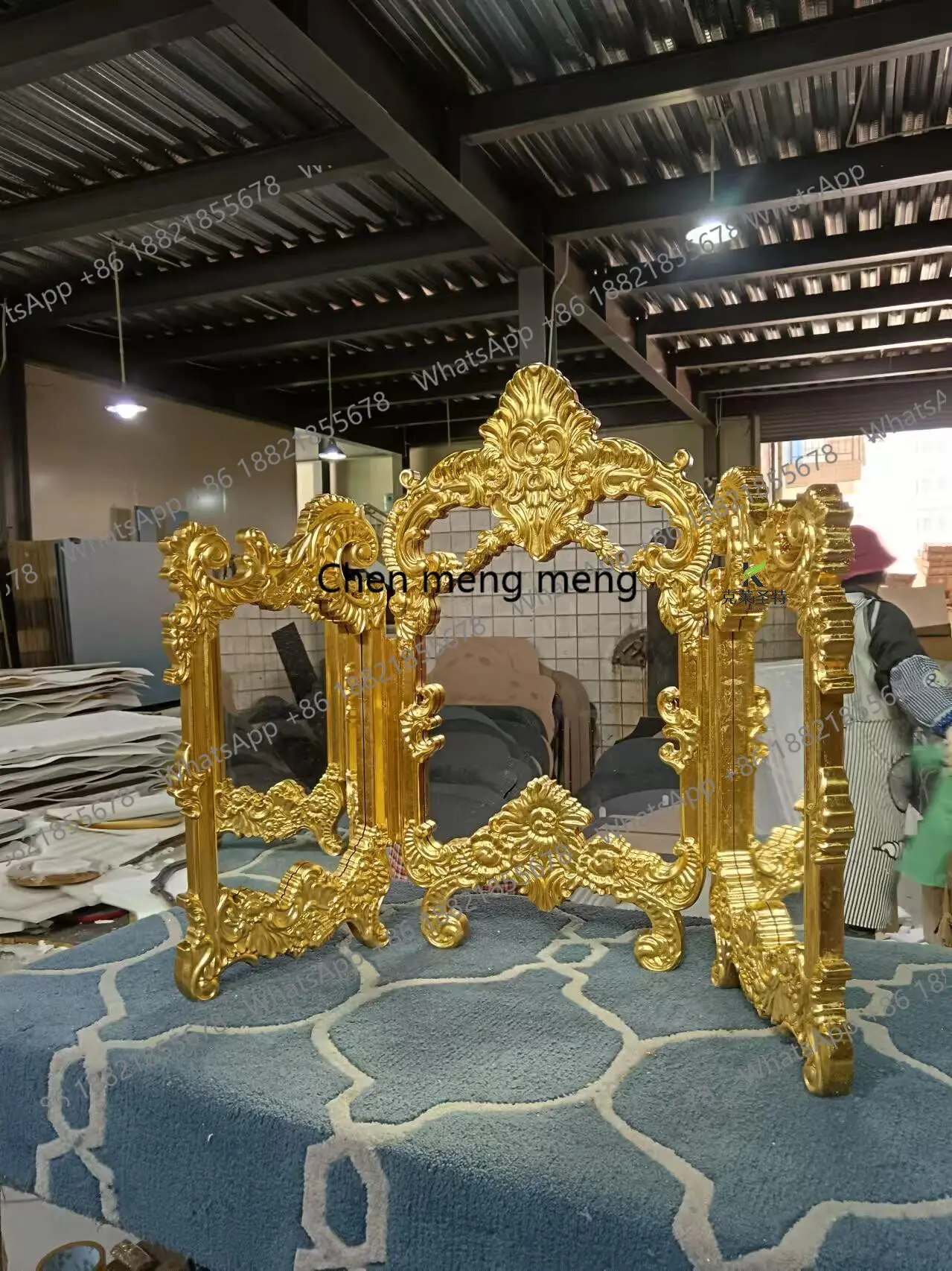 French retro tri-fold mirror dresser American wall-mounted three-sided bathroom mirror European style