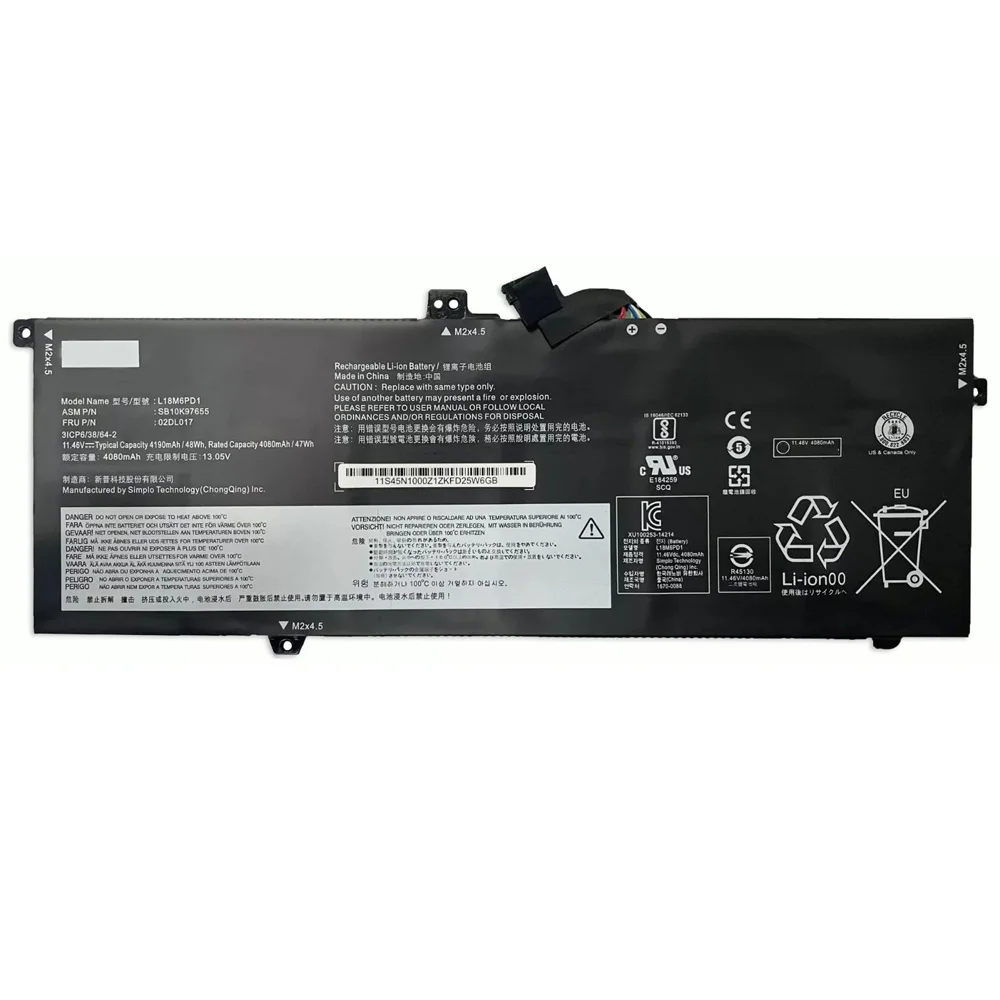 7XINbox L18M6PD1 11.46V 4190mAh 48Wh laptop battery for Lenovo ThinkPad X13 X390 X395 02DL018 L18M6PD2 L18L6PD1 Series