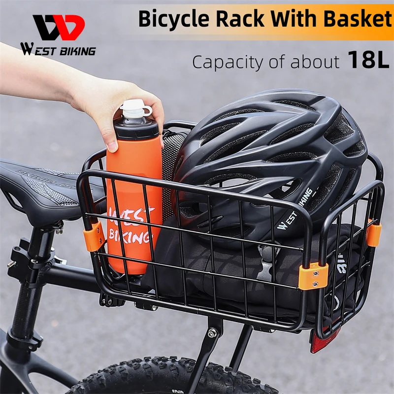 Bike Rear Rack ​with Basket Aluminum Alloy Bicycle Cargo Rack Half Quickly Release Waterproof Bike Cargo Rack for Road MTB Bike