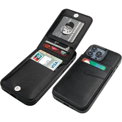 For iPhone 15 Pro Max 14 11 13 12 Mini X XR XS 7 8 Plus SE 2020 2022 Card Holder Wallet Case with Kickstand PU Leather Cover