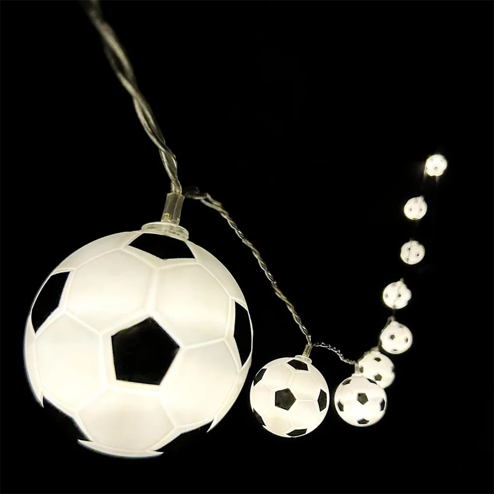 2024 Festival Party Football LED Light String Indoor Atmosphere decorazione di capodanno luci della batteria della stanza compleanno impermeabile 432