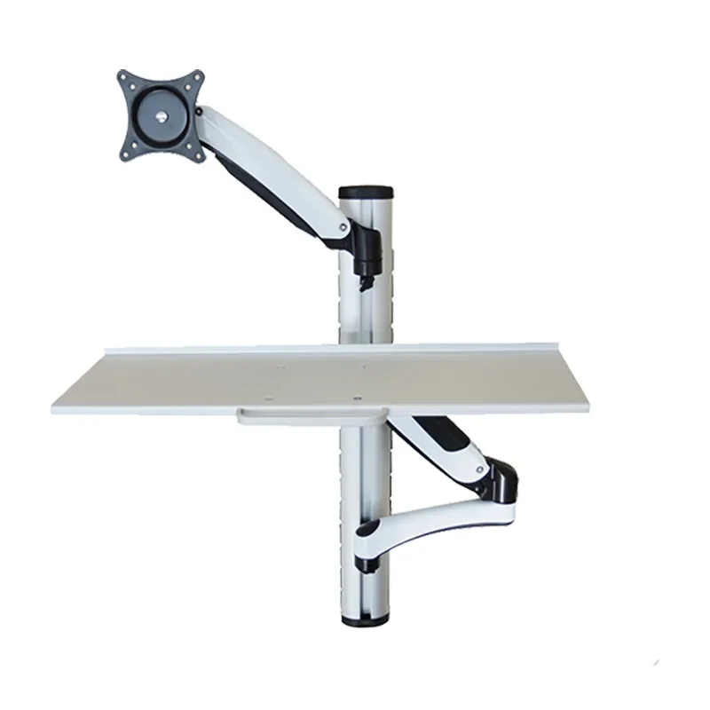 Monitor holder, standing office computer with keyboard, universal rotation engineering equipment, wall mount