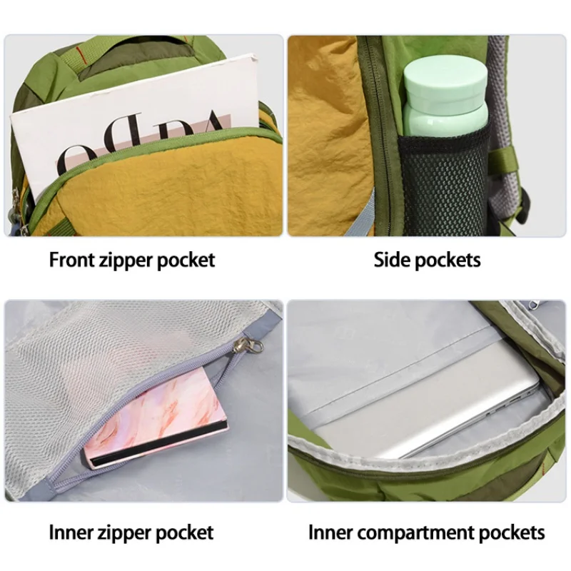 حقيبة ظهر كاجوال خفيفة الوزن للجنسين ذات كتلة ألوان، سعة كبيرة، حقيبة ظهر محايدة للركاب من نسيج النايلون، حقيبة ظهر للطلاب #5