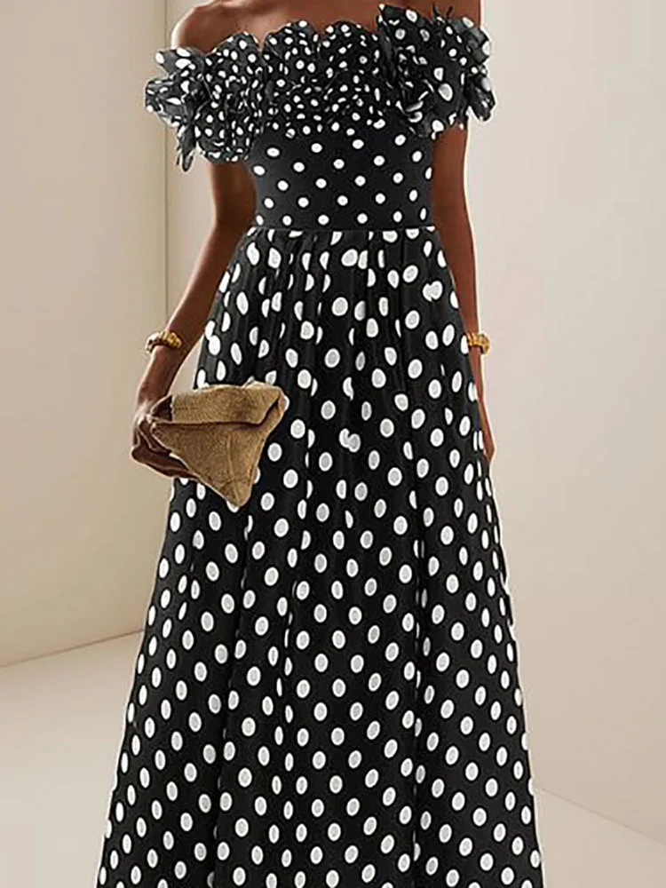 

Повседневный наряд для пляжного отдыха, сексуальные боди с открытыми плечами и полуюбки, комплект летних новых купальников в горошек с высокой талией, комплект из двух предметов