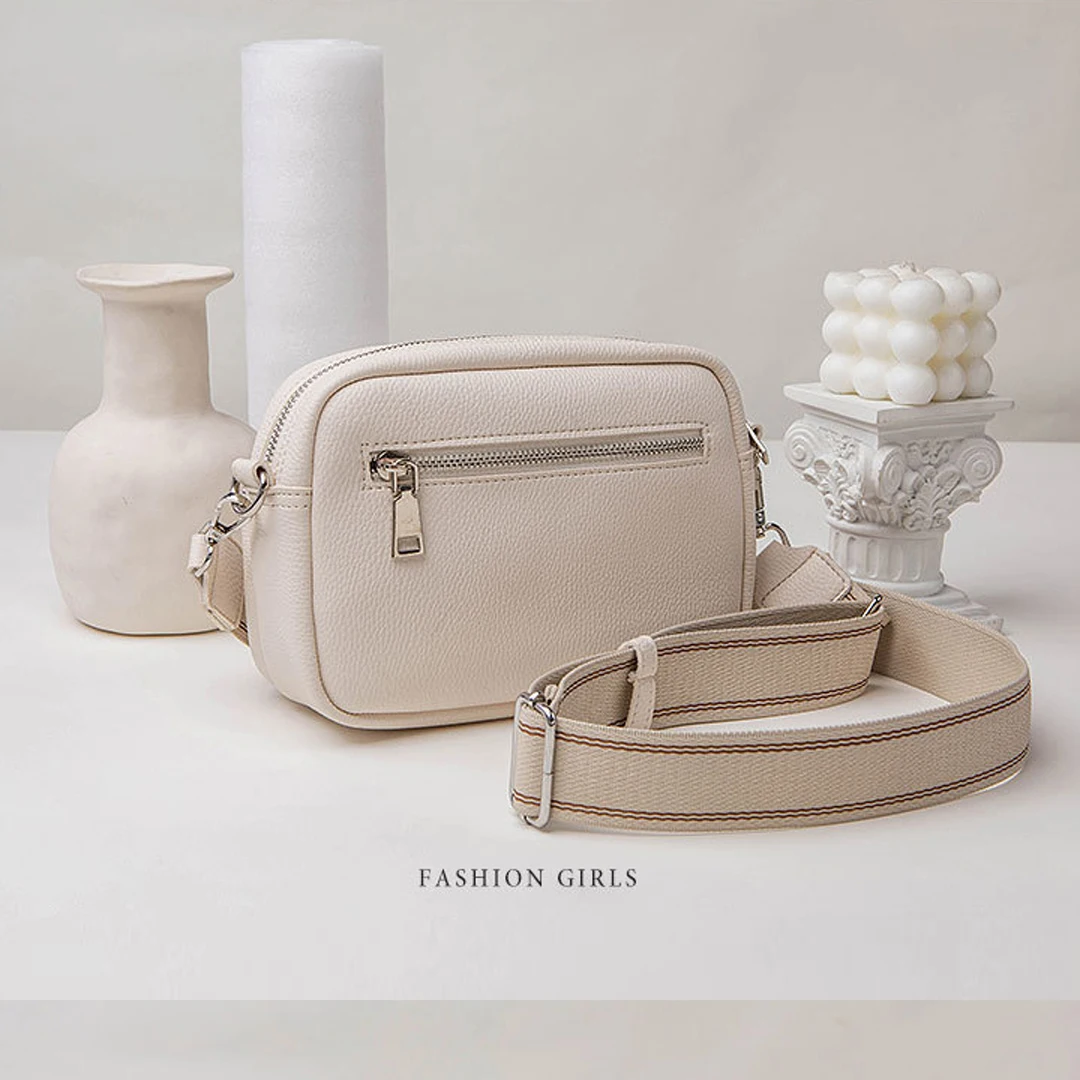 New Lychee Pattern Small Square Bag Comfortable Weaving Strap Style Wide Shoulder Strap Small Bag Single Shoulder Crossbody Bag