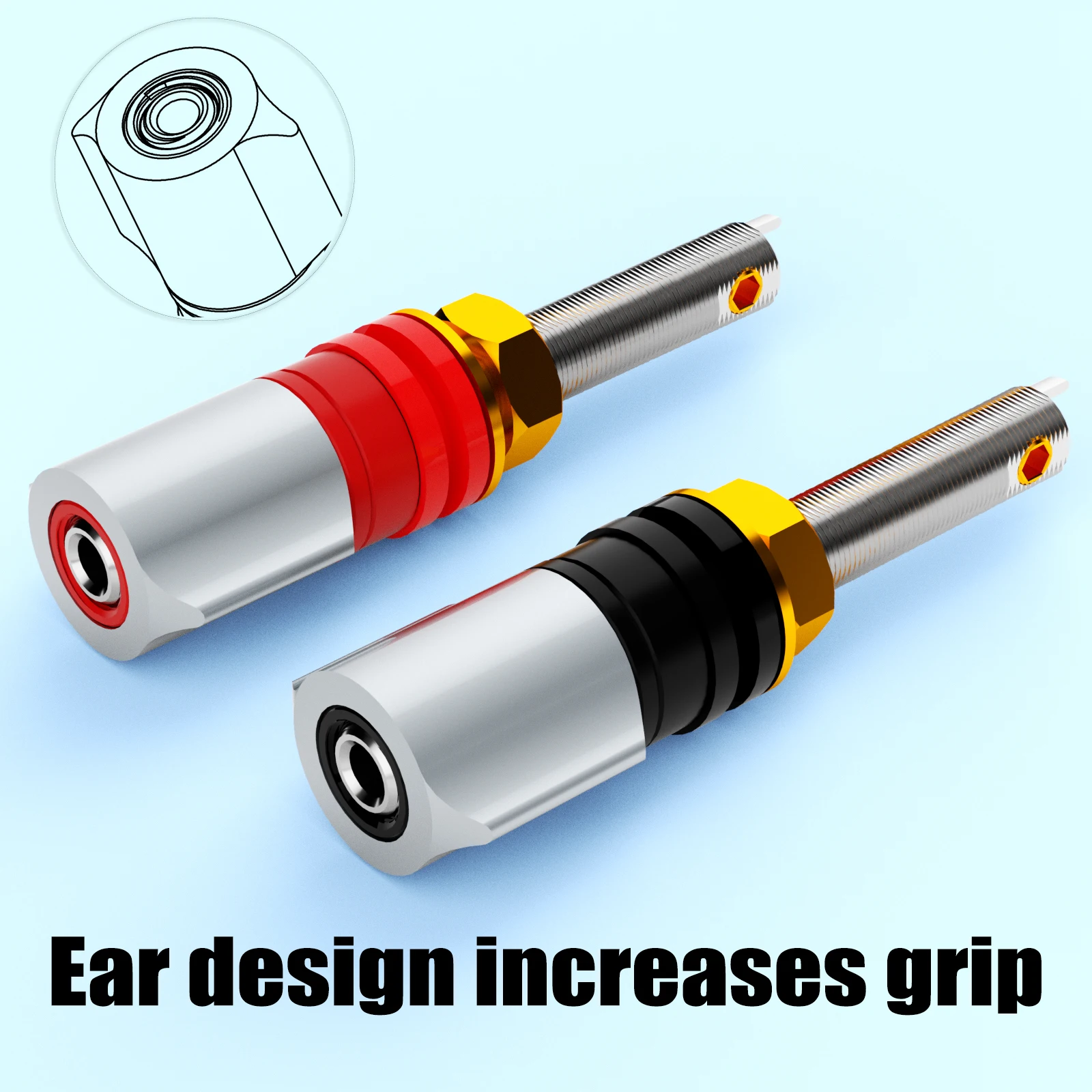 Monosaudio BP652G/R Oxygen-free copper Gold/Rhodium Plated Binding Posts for audio Amplifter Termainl Plug