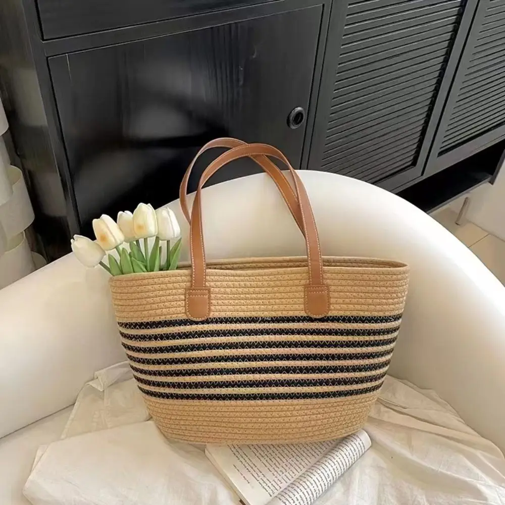 Fashion New Beach Resort Bucket Tote Bag Straw Weaving Large Capacity Handbag Damska torba na ramię