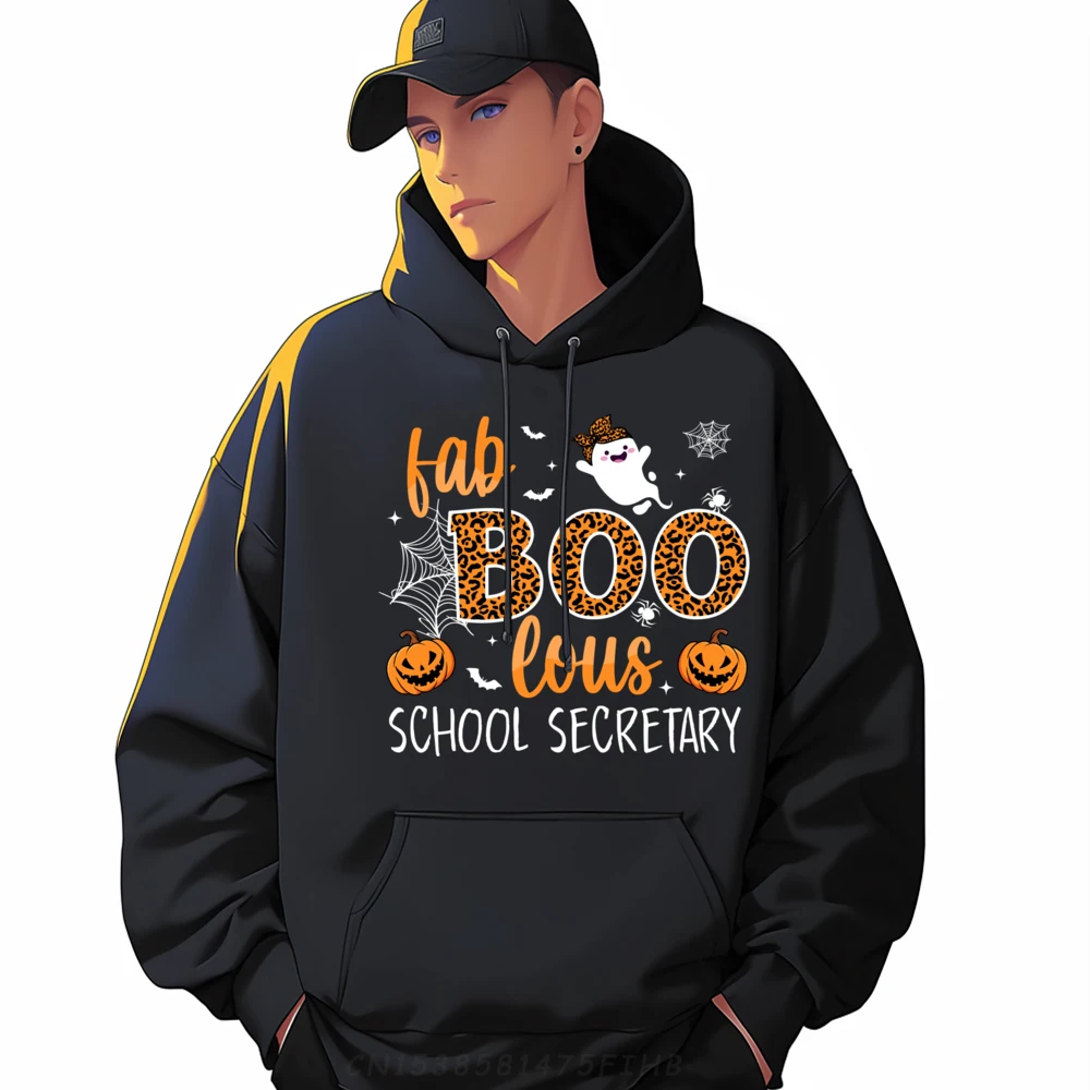 

Fab Boo Lous School Secretary Cute Ghost Bat Funny Halloween Men Clothes Printed Hoodie