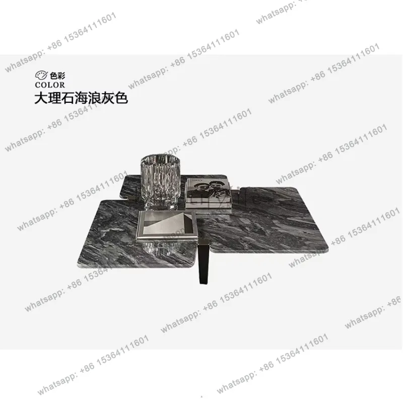 YJ Italian light luxury marble coffee table fashion creative high-end designer living room modern simple rock slab special-shape